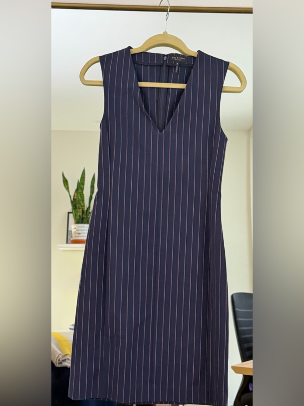 Rag & Bone Lexi Navy Pinstripe Mini Dress Size 4 Sleeveless V-Neck